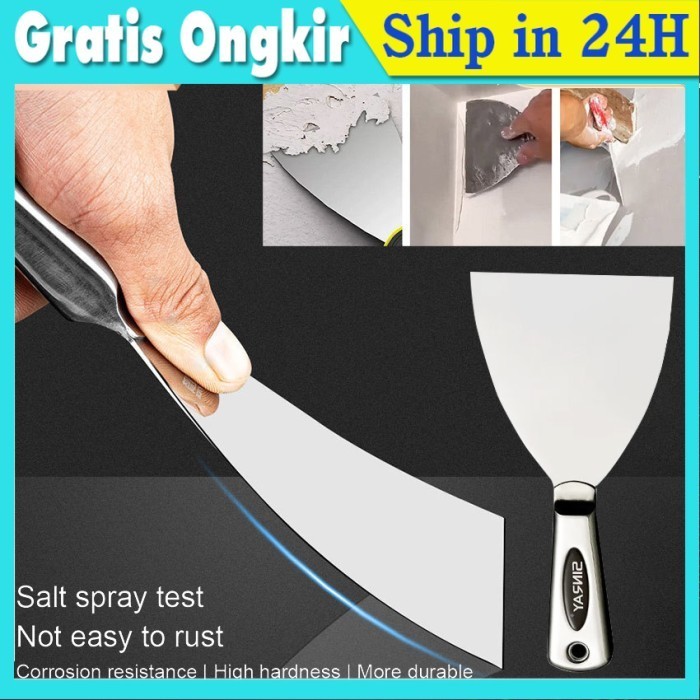 Best penjualan Kape Stainless Gagang 2/6 inch Putty Shovel / Kepi Stainless Kape Gypsum Gagang Kayu