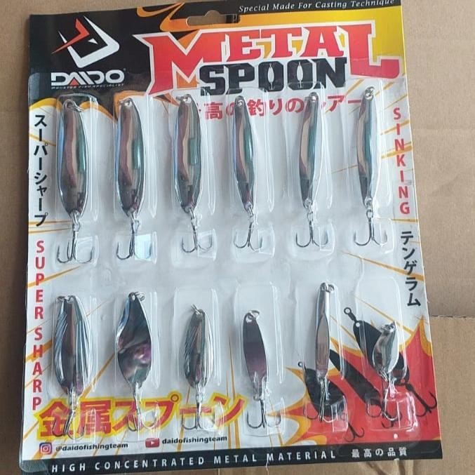 PREMIUM UMPAN LURE METAL SPOON DAIDO SET ISI 12 PCS