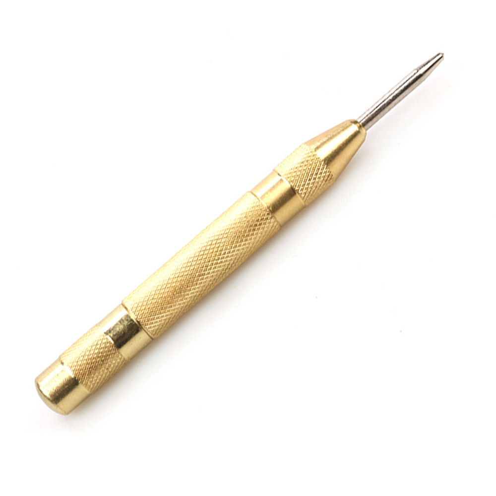 NEW Golden Automatic Spring Type Center Punch Locator Glass Striker Window Breaker Punch Center Punc