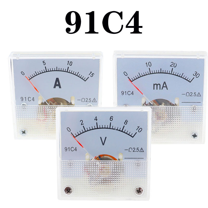 NEW 91C4 Ammeter DC Analog 1A 2A 3A 5A 10A 20A 30A 50A 100A 200A 300A 500A Panel Mechanical Pointer 