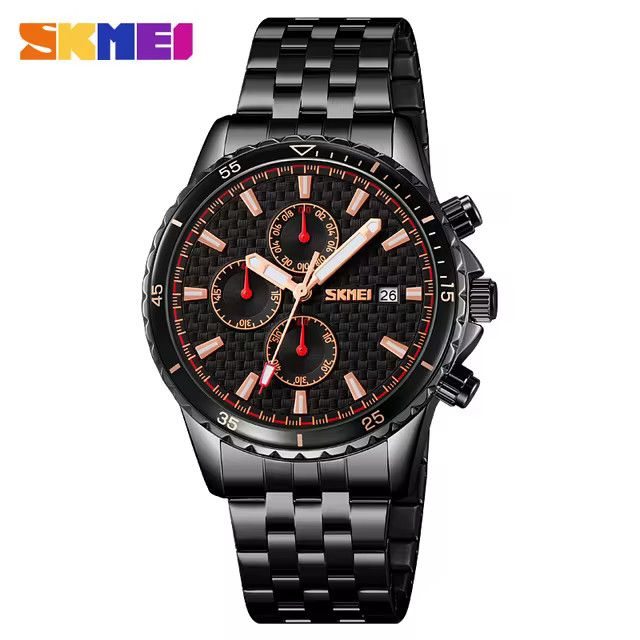 Jam Tangan Analog Pria Elegan Elegant Men's Analog Watch Warna Hitam Hitam