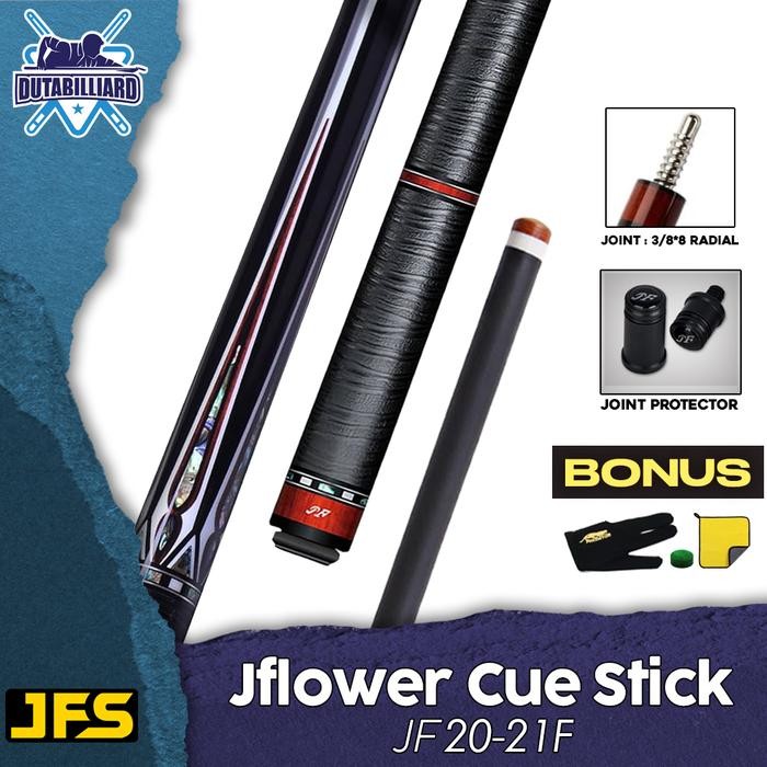 PREMIUM Jflowers JF20-21F Stick Billiard Shaft Carbon Play Low Deflection 12.5mm Ebony Wood Juma