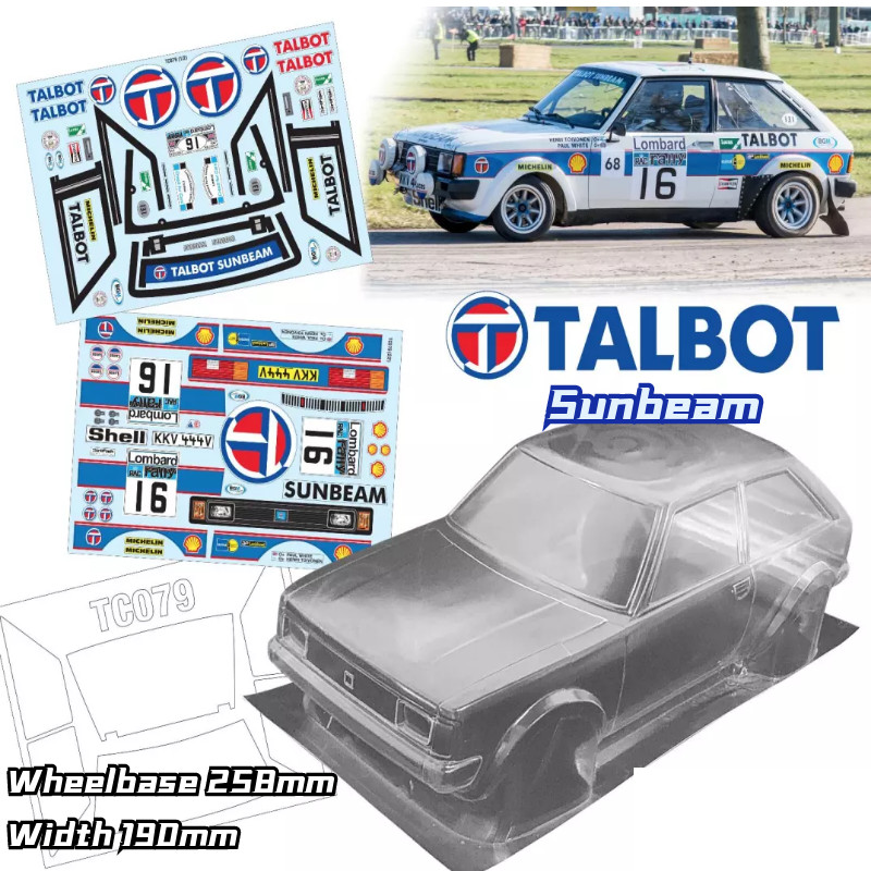 1/10 RC Rally PC Body Shell Talbot Sunbeam 258mm Wheelbase lebar 190mm untuk 1/10 Rally LC PTG HSP 9
