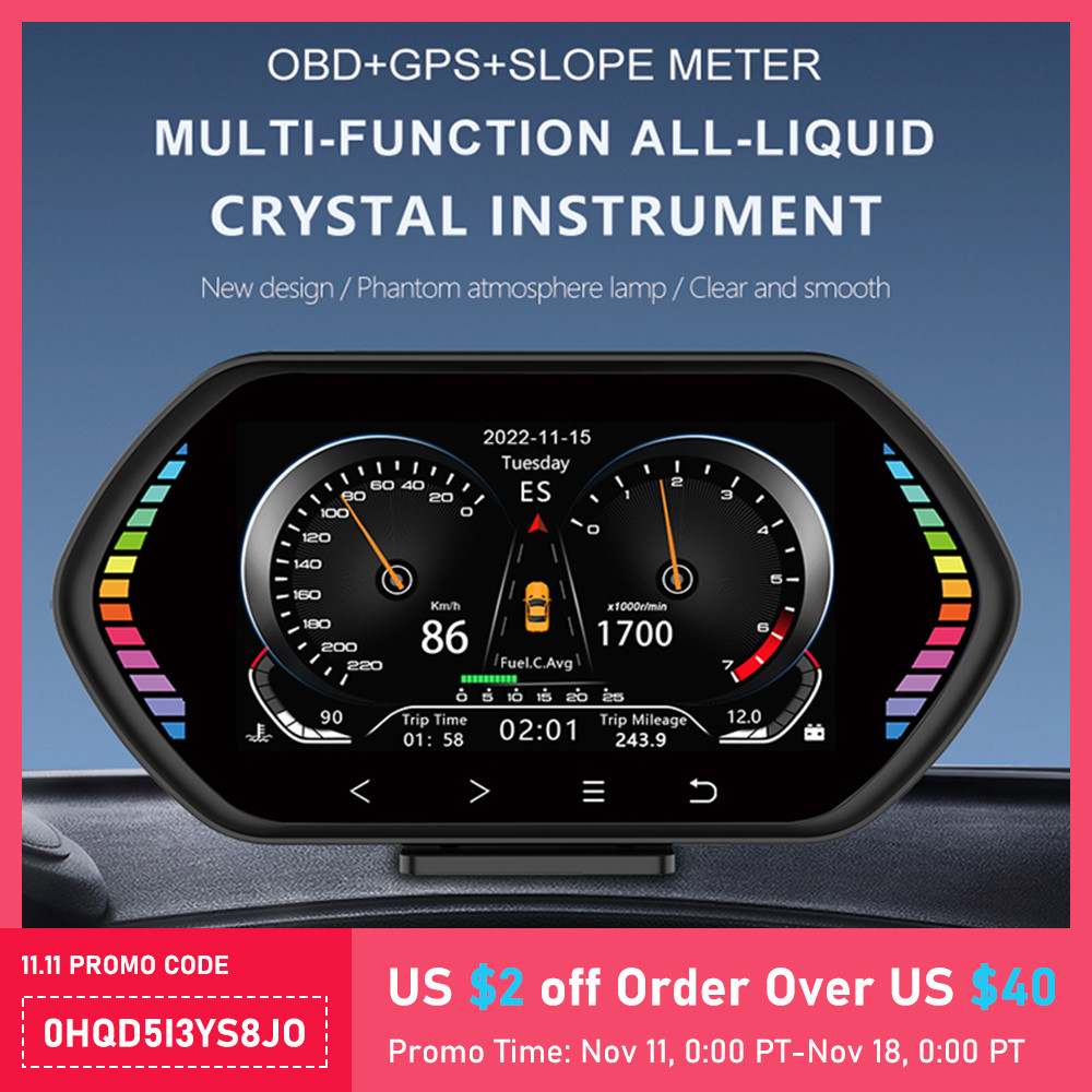 F12 Hud Tampilan Head-Up OBD2 Komputer On-Board Pengukur Mobil GPS Speedometer RPM Meteran Suhu Baha