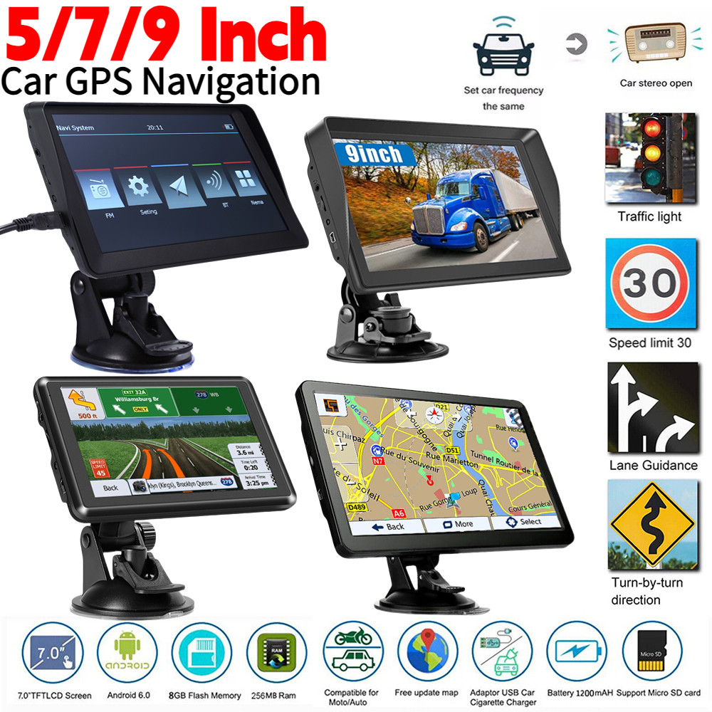 5/7/9 ''Navigasi GPS Mobil Portabel Mobil Truk 256MB + 8G Layar Sentuh Kendaraan GPS Sistem Navigasi