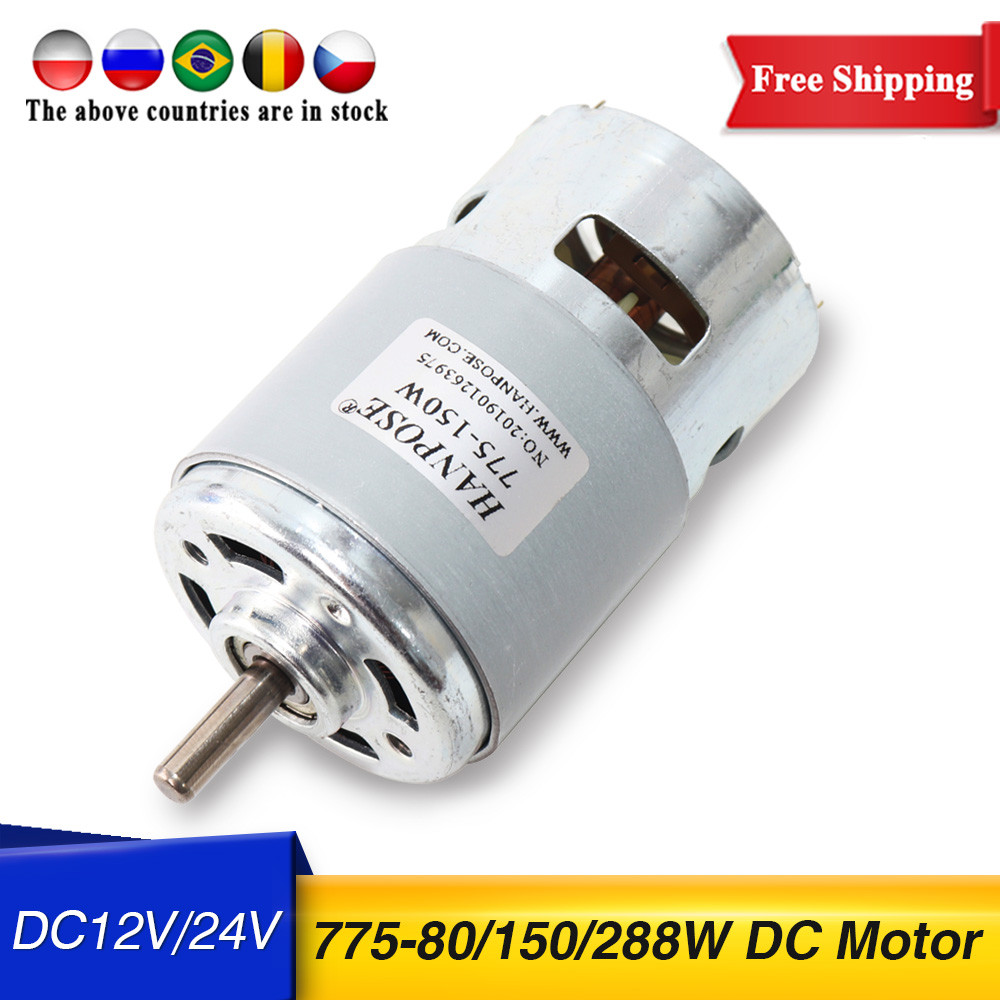 775 DC12V 24V Motor Spindel Listrik untuk Bor 80W 150W 200W 288W Sikat Motor Dc Motor Mesin Pemotong