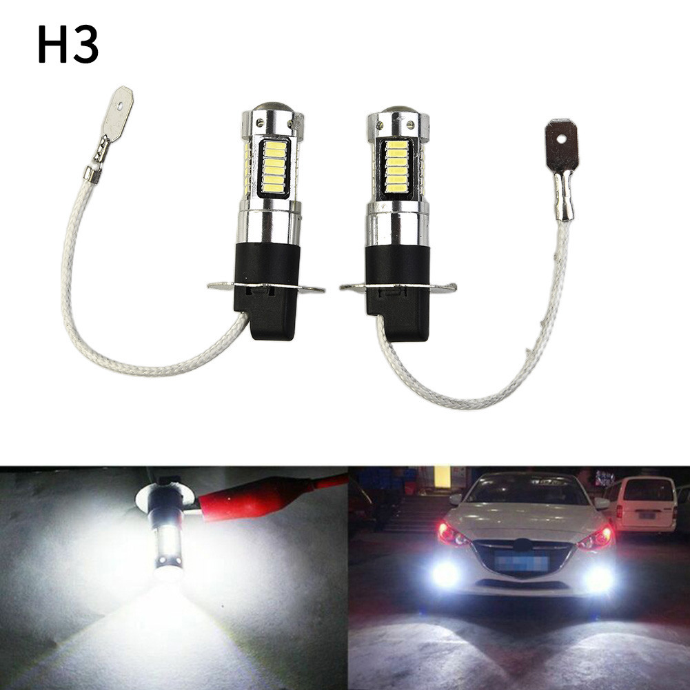 2 X H3 COB Kit Konversi Bohlam Lampu Kabut LED Super Terang Canbus 6000K-Putih 100W Lampu Berjalan S