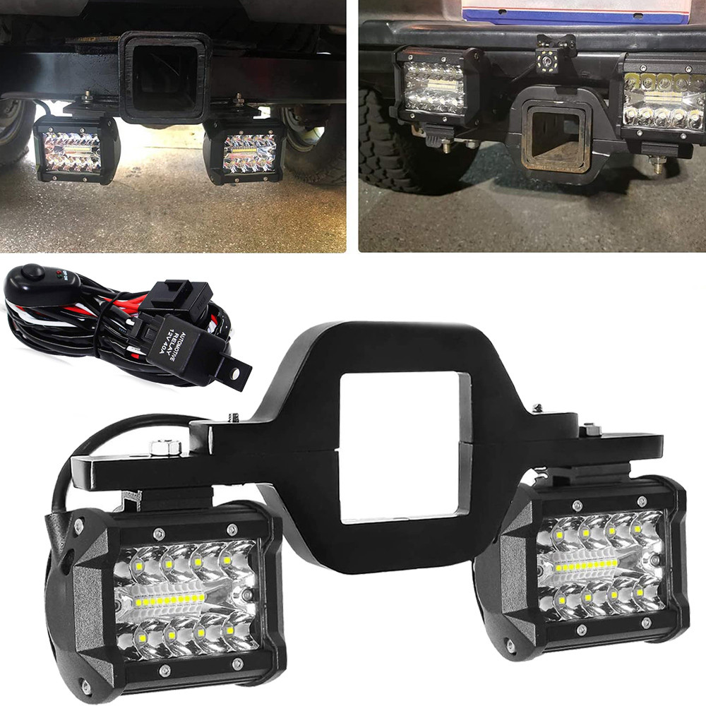 Braket Dudukan Kait Derek Mobil Universal dengan Lampu Kerja LED 4 ''60W Dudukan Lampu Kabut Cadanga