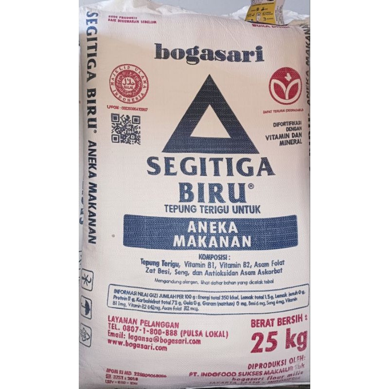 

SANS Terigu segitiga biru, Cakra kembar, Lencana Merah, bogasari 25kg