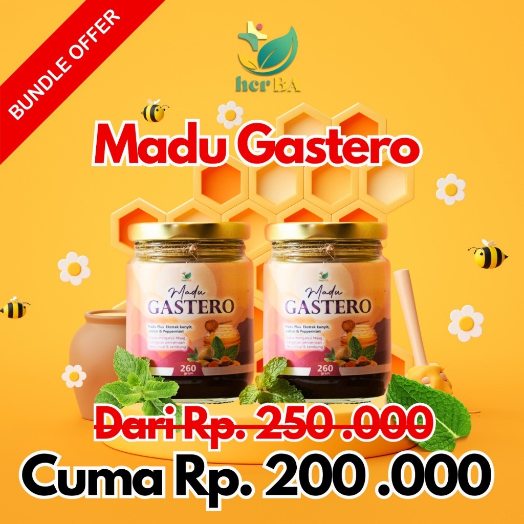 

RATU PAKET 2 BOTOL MADU GASTERO - Madu Herbal untuk GERD, Asam Lambung, Maag, dan Sistem Pencernaan