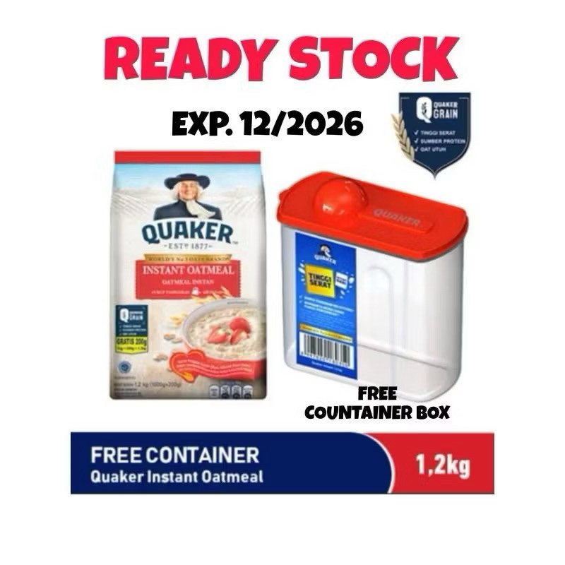 

RATU Quaker Oatmeal instant tinggal seduh tanpa dimasak 1,2kg / Quaker Rolled Oats 800gr Exp