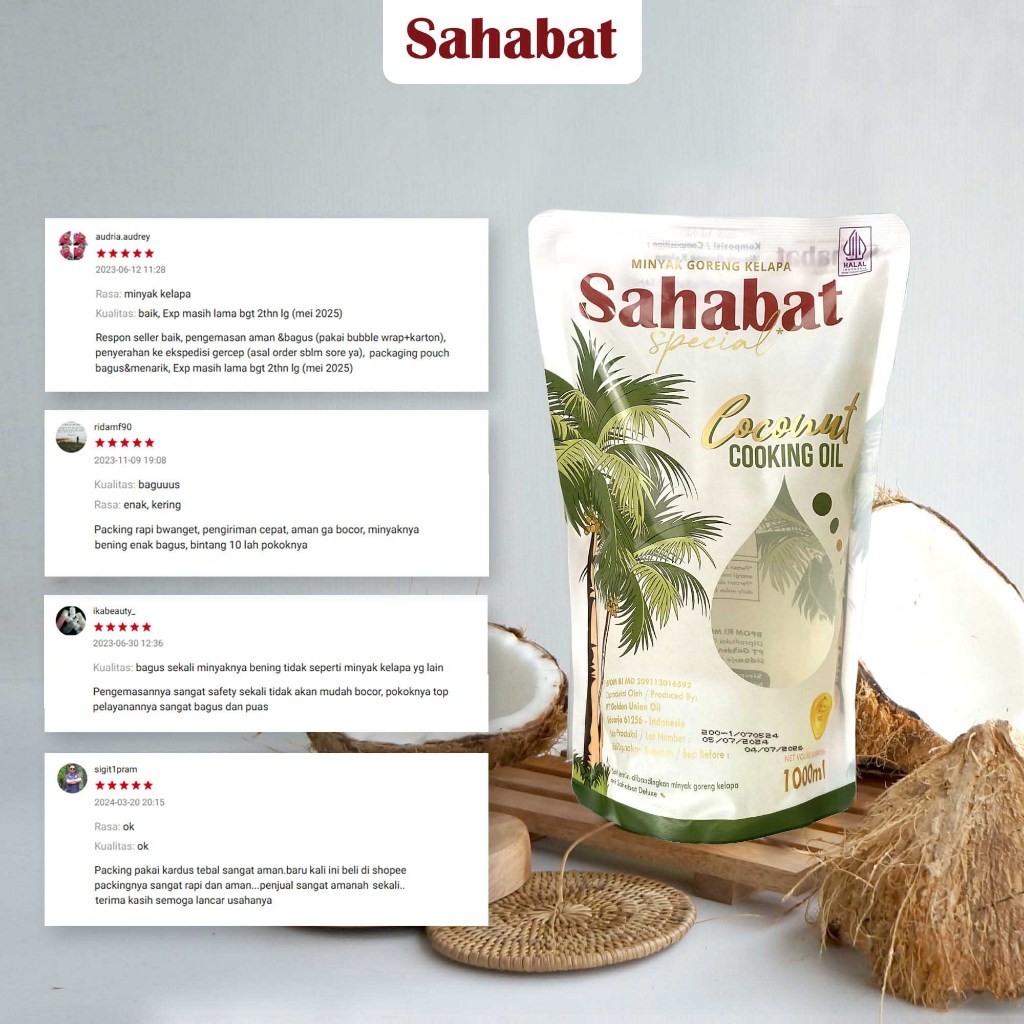 

Sahabat Special Minyak Goreng Kelapa Pouch 1L (12 pcs) / 1 Kardus