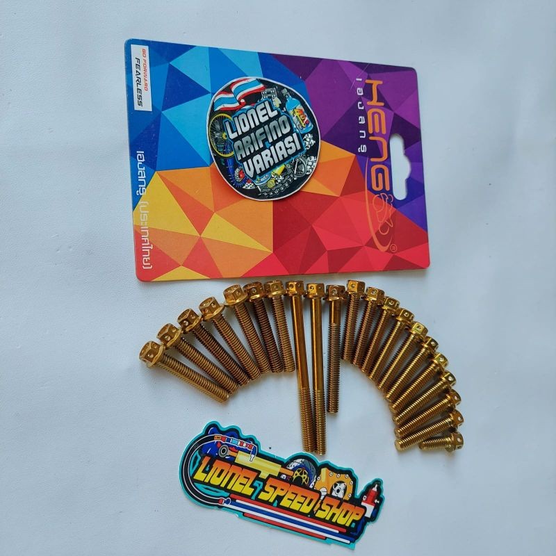 Baut block mesin satria fu Heng probolt flower gold baut box mesin satria fu flower 21pcs