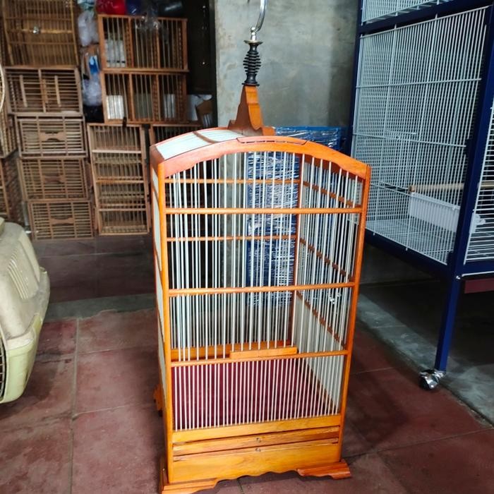 sangkar burung sanger,blackstroot,kenari,dll,kayu jati jeruji fiber,