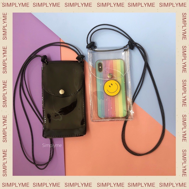 RB2233 DOMPET HP PVC / GANTUNGAN HP TALI LEHER / TAS SELEMPANG HP PVC / TAS POCKET SLING BAG