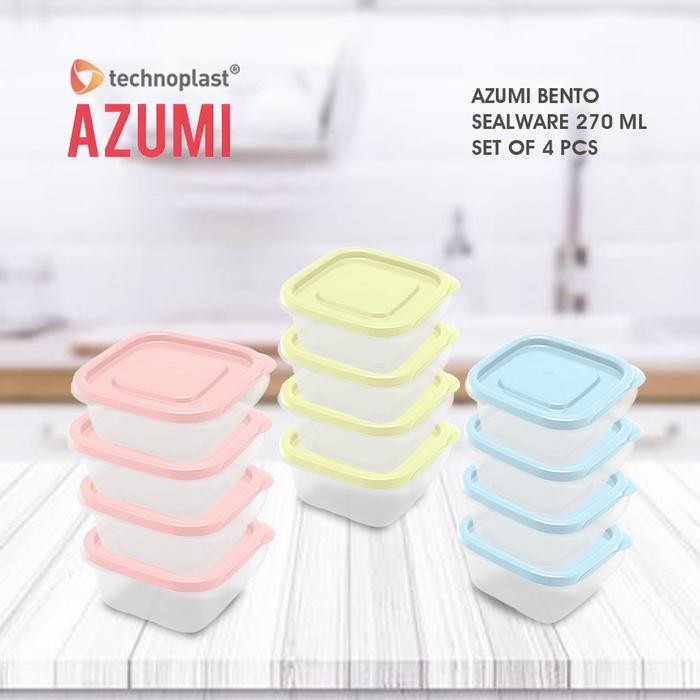 

AZUMI BENTO SEALWARE SMALL SQUARE/KOTAK PENYIMPANAN SET 4 PCS (270 ML)
