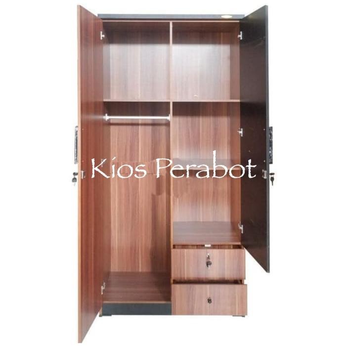 Lemari Baju 2 Pintu 2 Laci Cermin Panjang Lemari Pakaian Lemari Kayu
