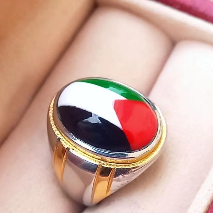 Terlaris Cincin Batu Motif Bendera Palestina Keren