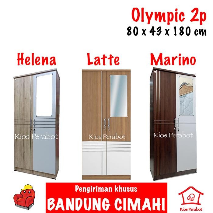 Lemari Kayu / Lemari Pakaian Olympic 2 Pintu Laci Cermin Gantungan