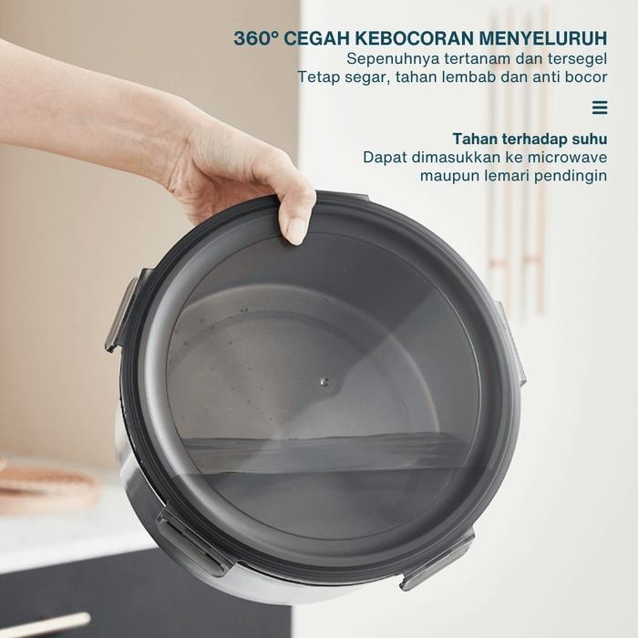 

Funnycook Lunch Box Toples Bulat stainless steel foodgrade makanan penutup klip anti tumpah