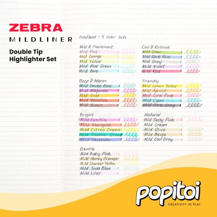 

Zebra Mildliner SET Double Tip Highlighter 3C 5C Midliner Pastel Dual Tip Marker Pen St*bil* Warna