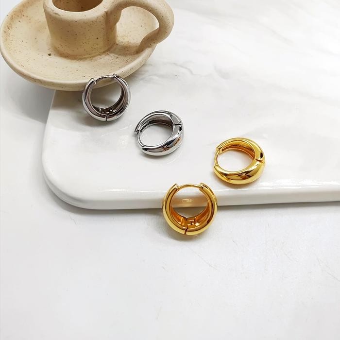 Jahida - Earrings Water Drop Anting Wanita Tindik Hijab Emas Perak Gold Silver Giwang Besar Simple