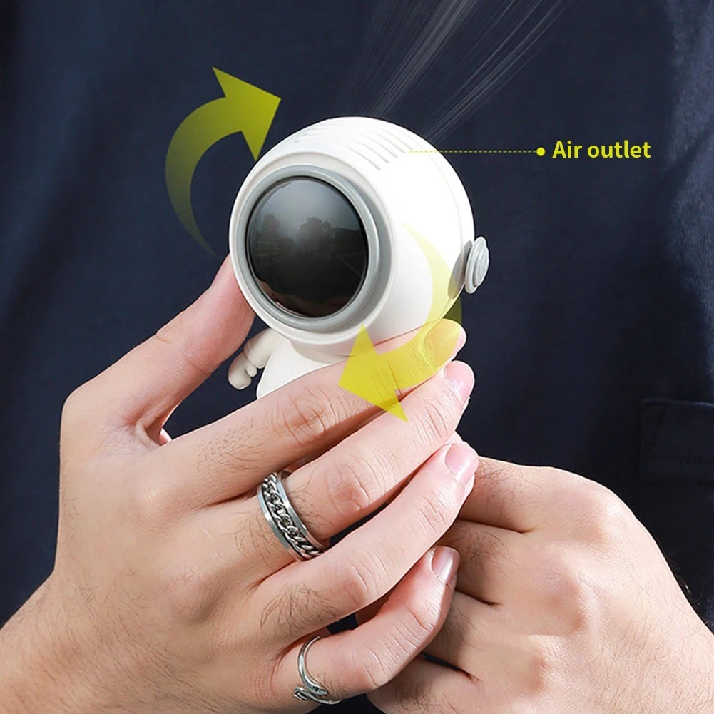 Hanging Neck Leafless Astronaut Small Electric Fan, Rope Small Fan, Hanging Neck Handheld Small Fan