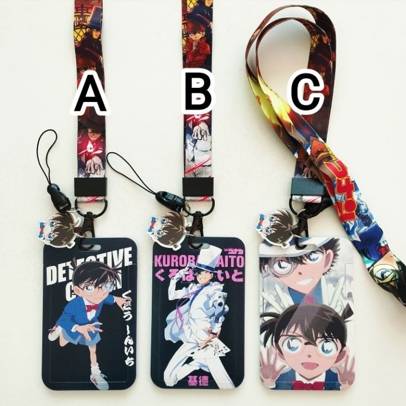 

Detective Conan ID Card Holder Lanyard 2 Conan Shinichi Kaito Kid Name Tag Gantungan Kalung Wadah