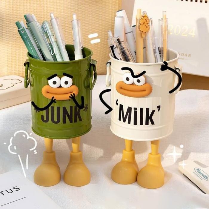 

VIXPLORN PULPEN PLASTIK EMBER/TEMPAT PENSIL BUCKET PEN HOLDER EMBER RETRO DESK ORGANIZER TONG