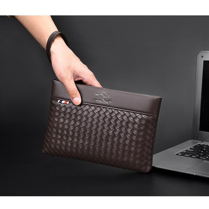 Junzidaishu 3019 Tas Tangan Clutch Pria Cowok Dompet Tangan Dompet Besar Kulit Tipis Serbaguna