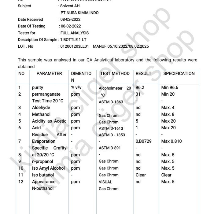 ALKOHOL 70% 5 LITER PURE ETHANOL / BUKAN METANOL / BUKAN TEKNIS