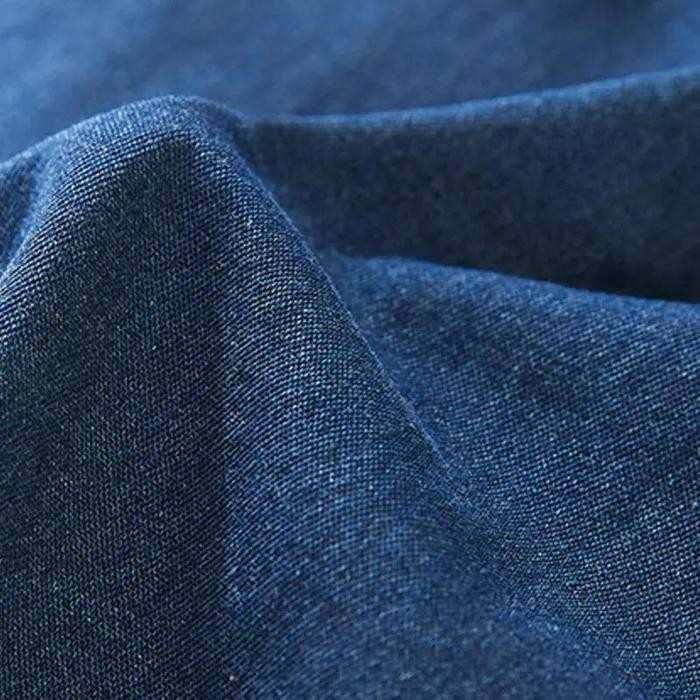 Denim Long Dress Lengan Pendek List Rajut Premium Dress Denim Trendy 8226