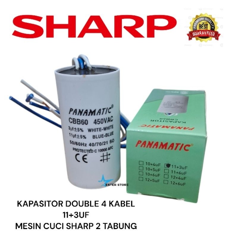 just1 Kapasitor Mesin cuci Sharp 2 tabung 11+3UF high quality part