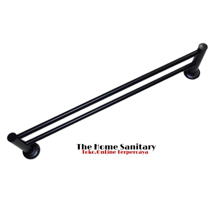 gantungan handuk kamar mandi/gantungan handuk hitam 2 baris