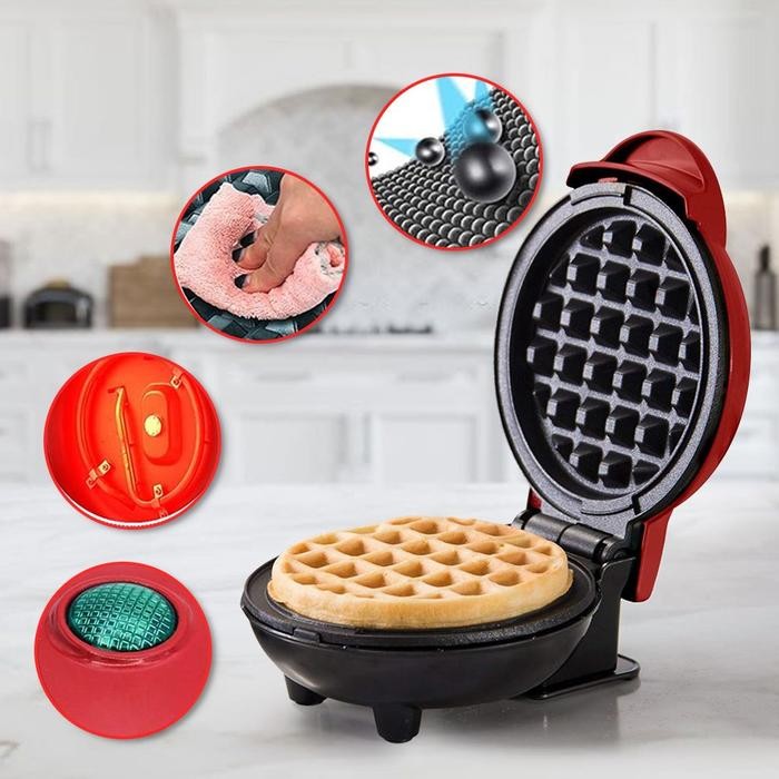 YK DESIGN Mini Maker Waffle Elektrik Mesin Pembuat Waffle Mini / Mini Maker Waffle Red YK - 819