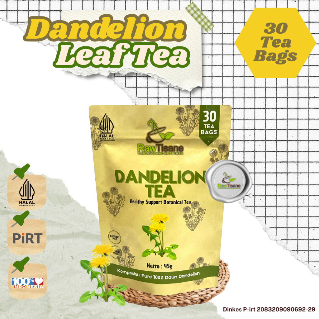 

RAW TISANE Dandelion Tea : Teh Celup Daun Dandelion / Teh Daun Jombang Isi 30 Tea Bag
