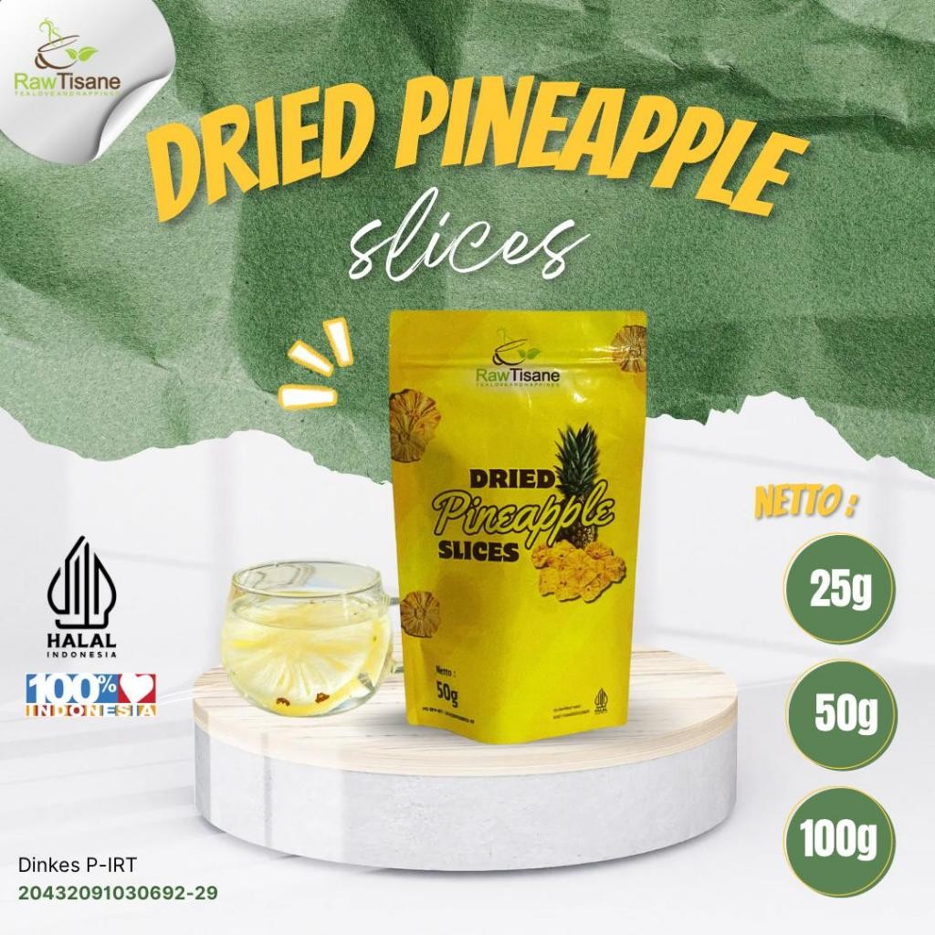 

RAW TISANE Dried Pineapple Slice / Buah Nanas Iris Kering Isi 100 Gram
