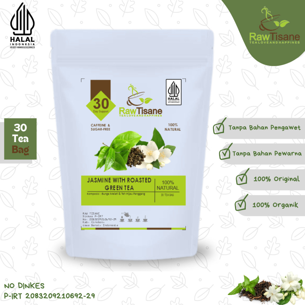 

RAW TISANE Jasmine With Roasted Green Tea : Teh Celup Bunga Melati & Teh Hijau Panggang Isi 30 Tea