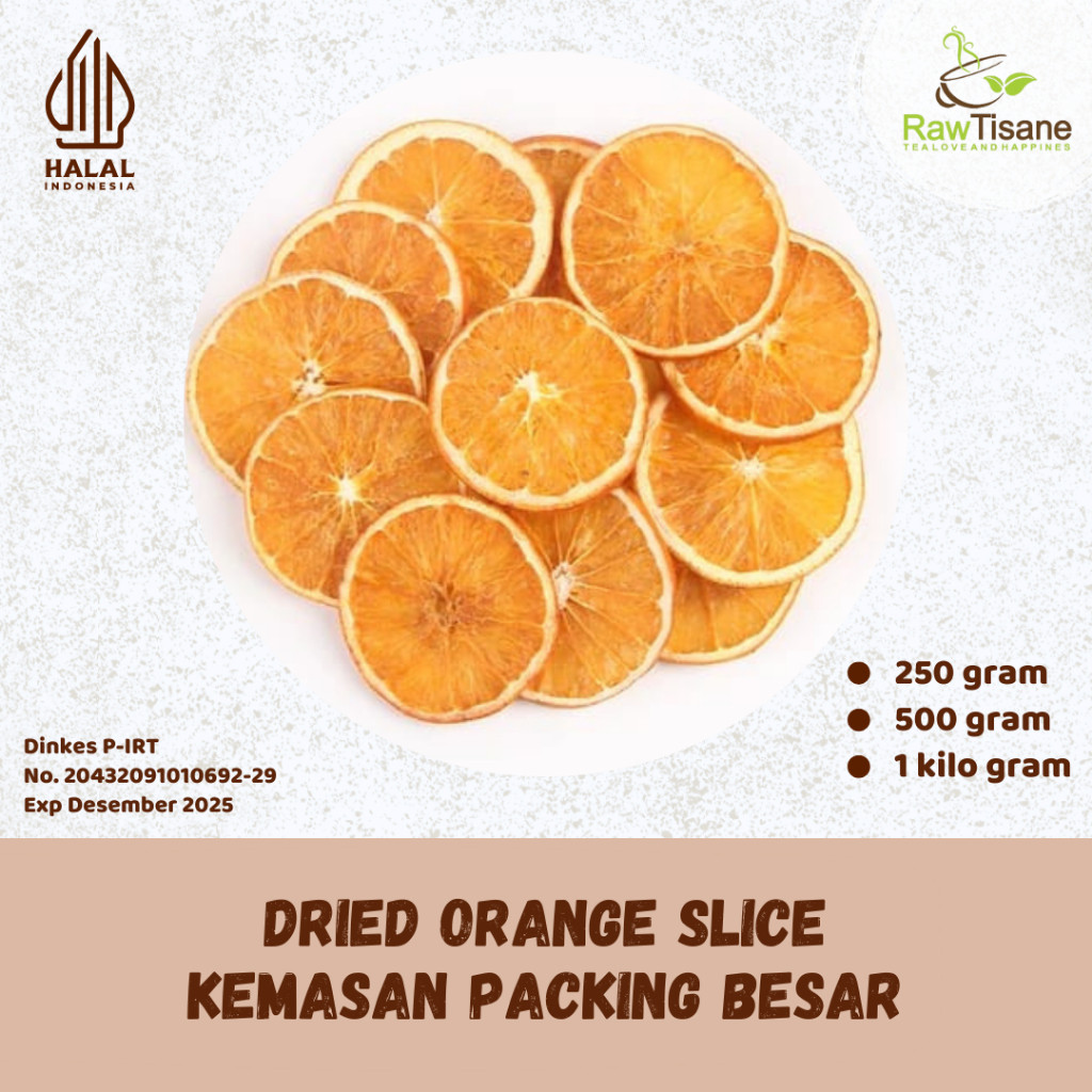 

RAW TISANE Dried Orange Slice / Jeruk Kering Iris Isi 1 Kg