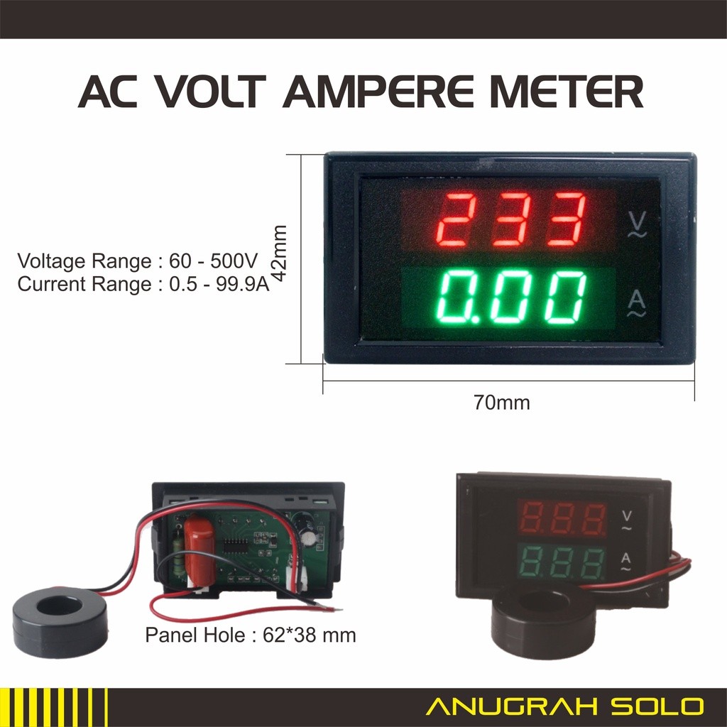 AC Ampere Meter AC Voltmeter Combo Volt Ampere Meter 500V 100A [PREMIUM]