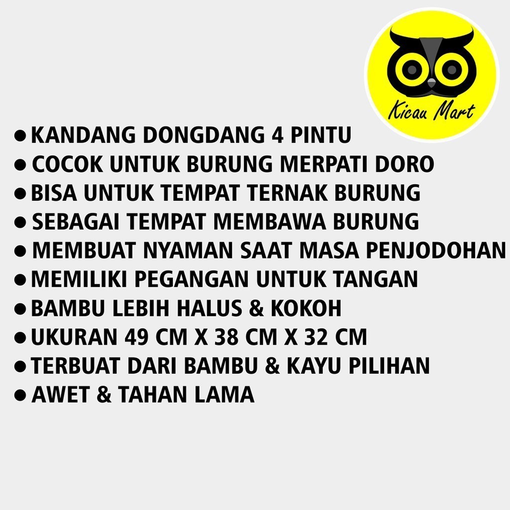 RB22 KICAU MART DONGDANG MERPATI 2 PASANG 4 PINTU KANDANG MERPATI KURUNGAN BURUNG MERPATI DARA