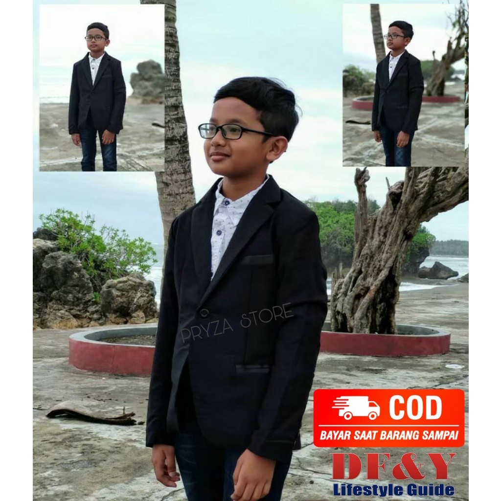 Vall PRYZA Jas Blazer Pria ANAK HITAM SAKU DUA Original DF&Y / Jas Blazer Kerja Kantor Formal / Jas