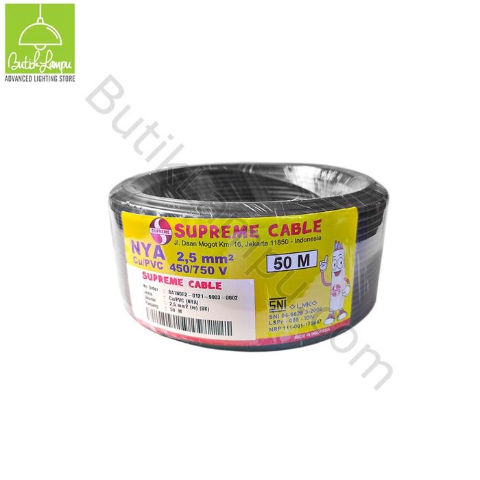 Kabel Listrik Tunggal 2.5Mm Supreme Nya Hitam @50M