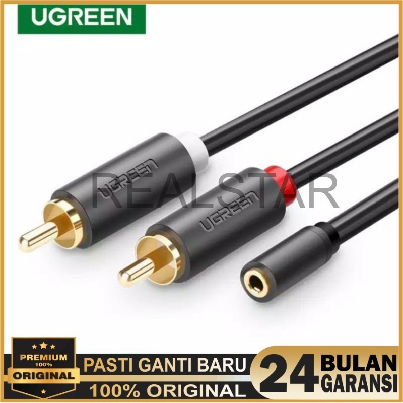 Ugreen Kabel Audio 3.5mm to Rca 2 Male - Ugreen 10588 / 10561 Aux 3.5mm Female to Rca