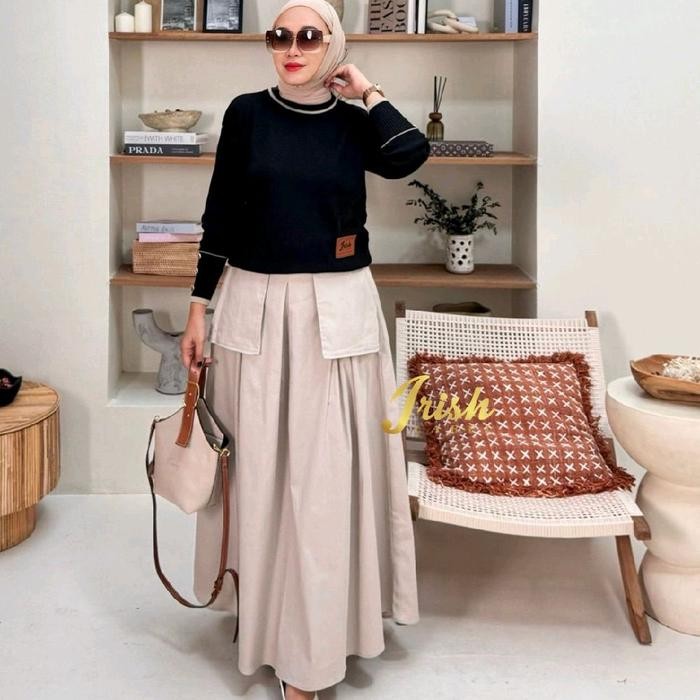 Nabila Set Oneset Blouse Rajut Rok Chinos Cargo Stelan Setrok Setrajut By Irish Label