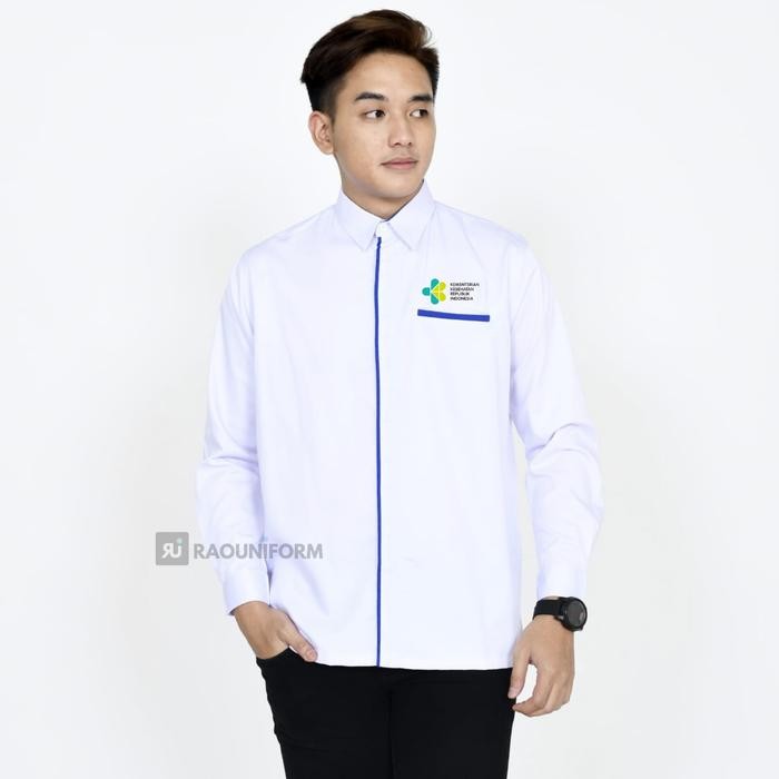 Kemeja Putih Kemenkes/Baju Kemenkes Lengan Pendek/Kemeja Putih Kementrian Kesehatan/Kemeja Putih