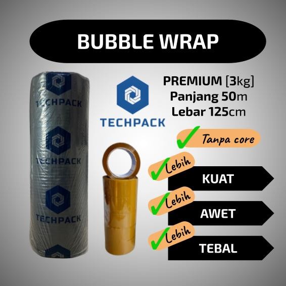 

Aman - Plastik Bubble Wrap Roll Hitam Putih Bening 125 Cm X 50 M Premium Tebal 125Cm X 50M Techpack