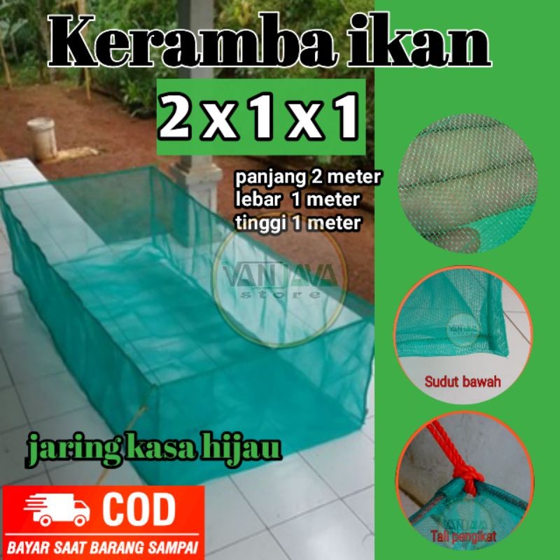 TREA Jaring kerambah ikan nila 2x1x1 keramba siap pakai jaring sortir ikan