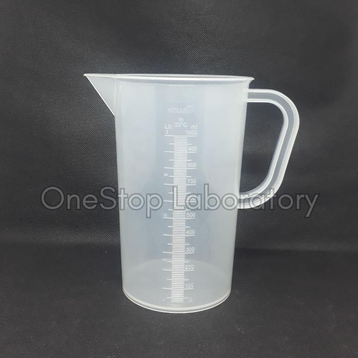 Beaker Plastic PP with handle 5000 ML Gelas Piala Kimia Plastik VITLAB