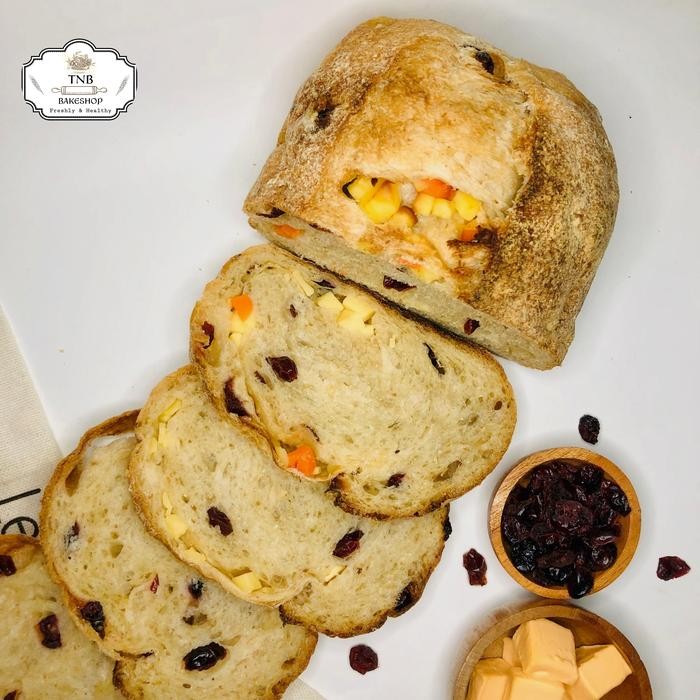 

Cranberry Cheese Sourdough, Roti gandum tanpa ragi instan